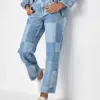 pantalon denim patchwork detalle